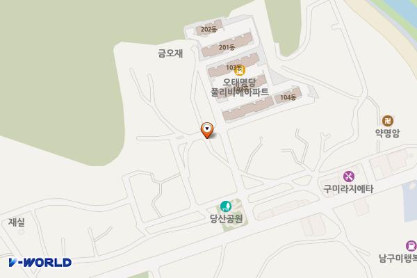 시민행복주차장(당산 어린이공원 인근) 위치 지도 — 경상북도 구미시 오태동 675-26번지