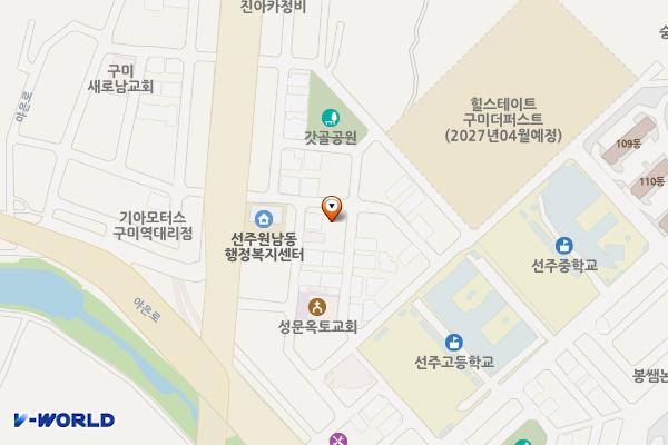 시민행복주차장(선주원남 행정복지센터 인근) 위치 지도 — 경상북도 구미시 봉곡동 542-2번지
