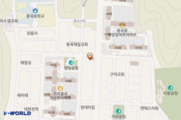 시민행복주차장(코아루 아파트 인근) 위치 지도 — 경상북도 구미시 봉곡동 131-2번지