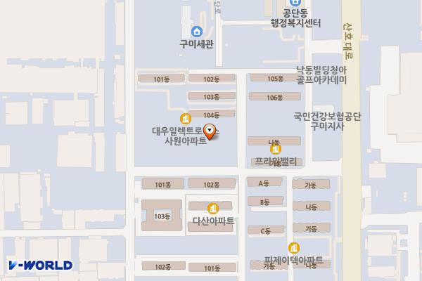 시민행복주차장(대우전자 사원아파트 인근) 위치 지도 — 경상북도 구미시 공단동 265-6번지
