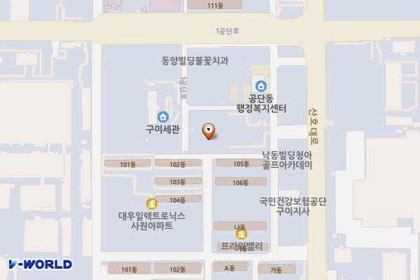 시민행복주차장(공단동 행정복지센터 인근) 위치 지도 — 경상북도 구미시 1공단로 198-14