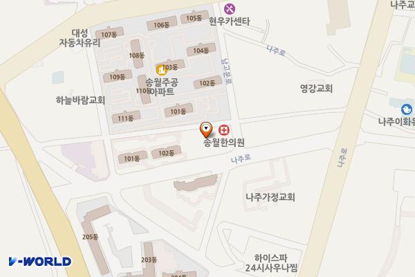 송월동남양휴튼옆주차장 위치 지도 — 전라남도 나주시 송월동 678-1번지
