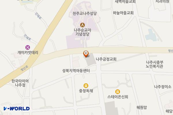 나주 원도심 생태주차장 1 위치 지도 — 전라남도 나주시 산정동 38-1번지