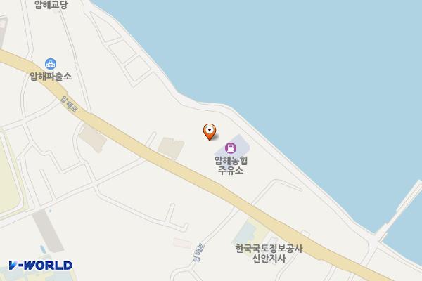 압해공영주차장(농협주유소옆) 위치 지도 — 전남광주통합특별시 신안군 압해읍 학교리 628-1번지