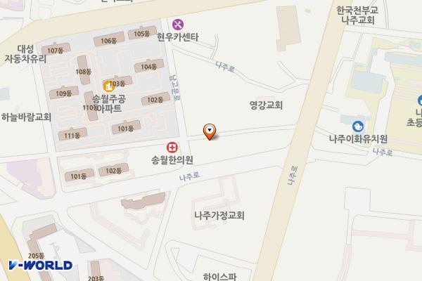 송월주공아파트앞주차장 위치 지도 — 전라남도 나주시 송월동 650-5번지