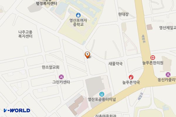영산포여자중학교앞주차장 위치 지도 — 전라남도 나주시 이창동 153-8번지