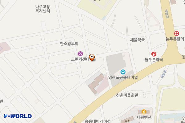 영산포공영터미널뒤주차장 위치 지도 — 전라남도 나주시 이창동 751-2번지