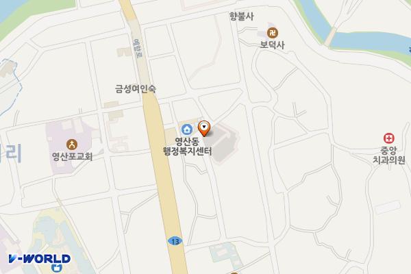 영산동행정복지센터앞주차장 위치 지도 — 전라남도 나주시 영산동 17-4번지
