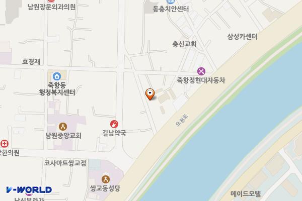 홍능숯불갈비 옆 주차장 위치 지도 — 전북특별자치도 남원시 죽항동 61-6
