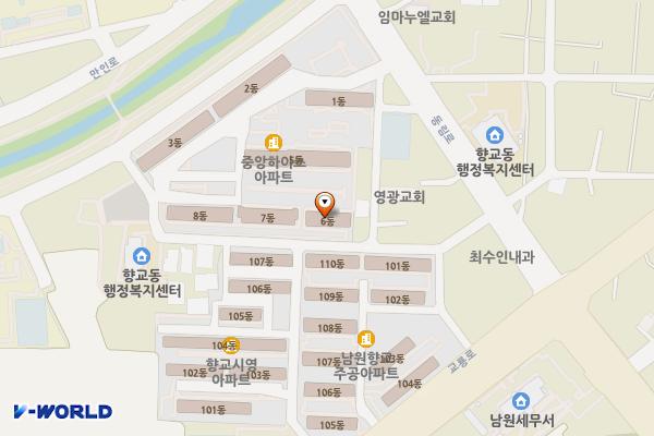 중앙하이츠아파트 동쪽 주차장 위치 지도 — 전북특별자치도 남원시 향교동 285