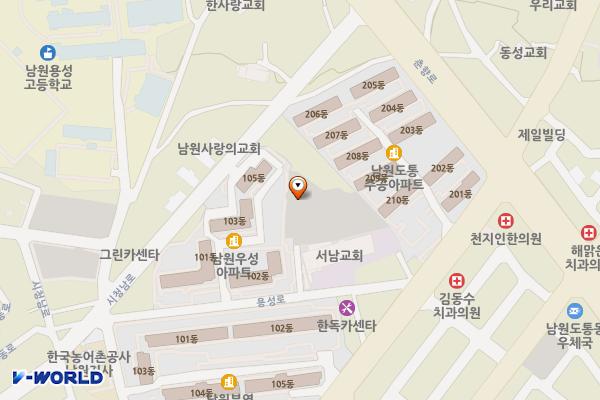 우성아파트 옆 주차장 위치 지도 — 전북특별자치도 남원시 도통동 165
