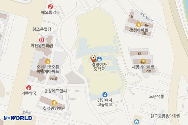 경명여고앞 위치 지도 — 대구광역시 북구 칠성로17길 18 (경명여자중고등학교)