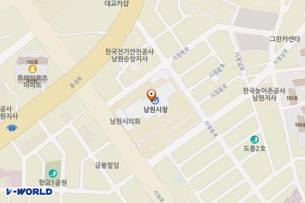 남원시청 제1주차장 위치 지도 — 전북특별자치도 남원시 도통동 518
