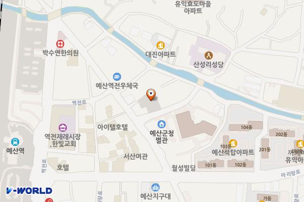 해봄센터 인근 공영주차장 위치 지도 — 충청남도 예산군 산성리 340-5