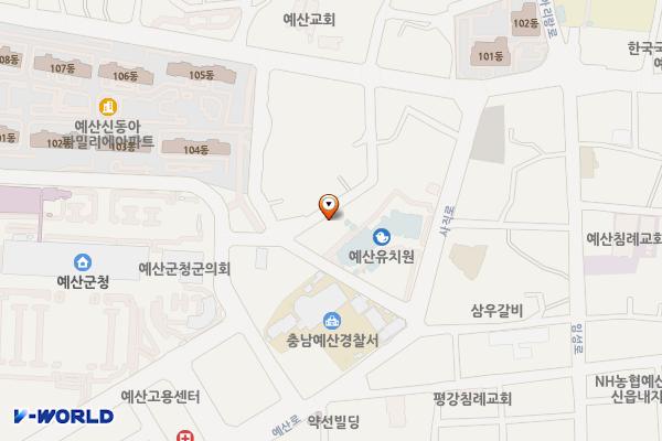 예산리 쌈지주차장(예산유치원) 위치 지도 — 충청남도 예산군 예산리 542-2