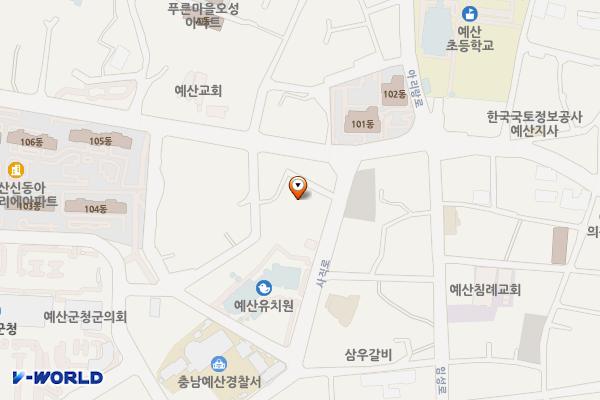 구. 군청사앞 충남왕족발 뒤 주차장 위치 지도 — 충청남도 예산군 예산리 604-6