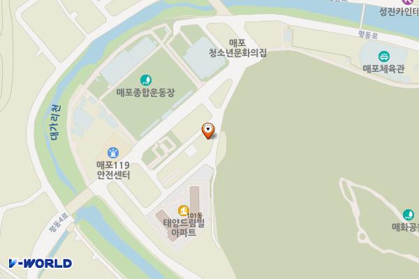 평동리 충주댐노인복지관 앞 주차장 위치 지도 — 충청북도 단양군 매포읍 평동리 1358