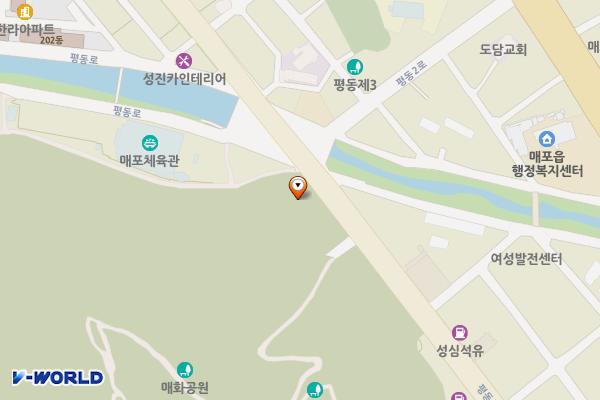 평동리 매화공원 정류장 주차장 위치 지도 — 충청북도 단양군 매포읍 평동리 347
