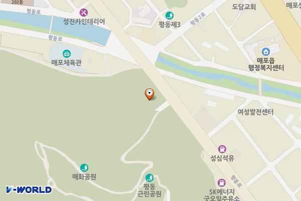 평동리 매화공원 주차장 위치 지도 — 충청북도 단양군 매포읍 평동리 356