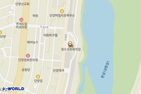 단양구경시장 주차장 (청소년문화의집) 위치 지도 — 충청북도 단양군 단양읍 도전리 636
