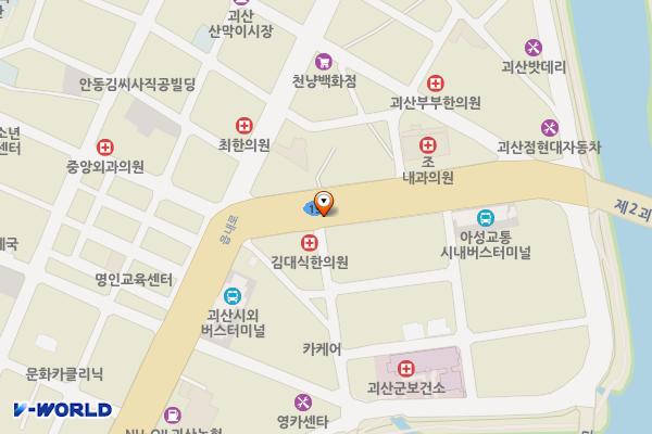 노상주차장(주성마트~시계탑사거리) 위치 지도 — 충청북도 괴산군 괴산읍 동부리 573-5
