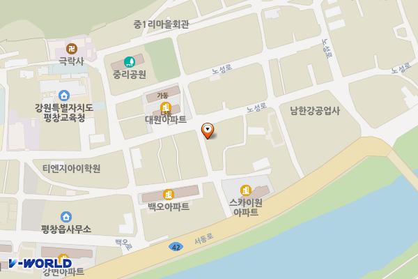 대원아파트 앞 주차장 위치 지도 — 강원특별자치도 평창군 평창읍 중리 88-7