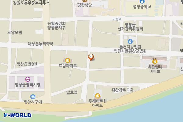 평창읍 다은88 숯불갈비 옆 공영주차장 위치 지도 — 강원특별자치도 평창군 평창읍 노산성길 25-6
