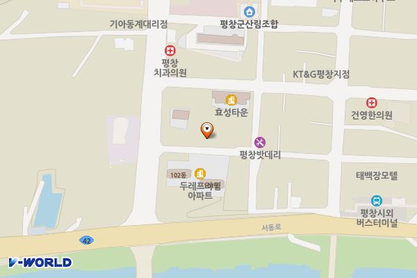 효성타운 뒤 공영주차장 위치 지도 — 강원특별자치도 평창군 평창읍 문화길 17