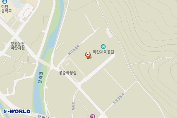 미탄체육공원 위치 지도 — 강원특별자치도 평창군 미탄면 창리 1070