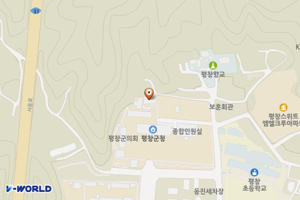 평창군청 주차장 위치 지도 — 강원특별자치도 평창군 평창읍 군청길 75