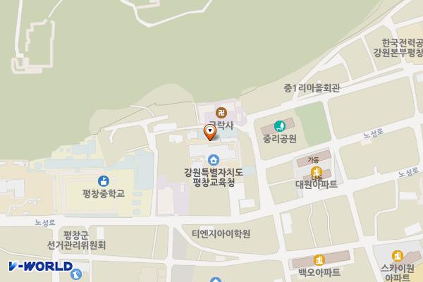 평창 교육지원청 주차장 위치 지도 — 강원특별자치도 평창군 평창읍 노성로 193-9