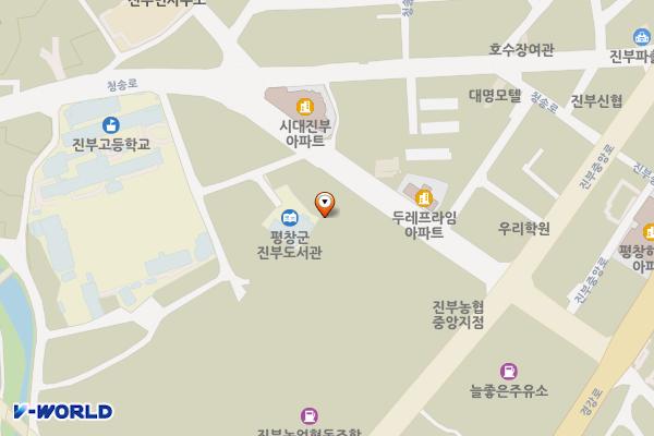 진부도서관 뒤 무료주차장 위치 지도 — 강원특별자치도 평창군 진부면 석두로 16