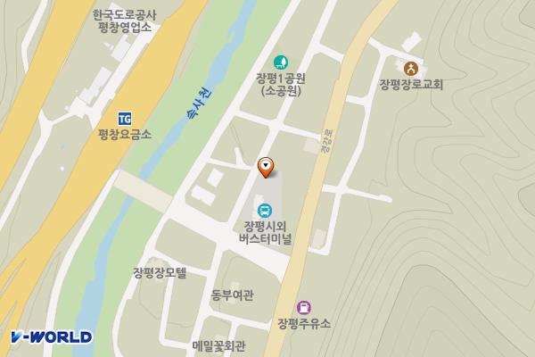 장평시외버스터미널  옆 공영주차장 위치 지도 — 강원특별자치도 평창군 용평면 금송길 6