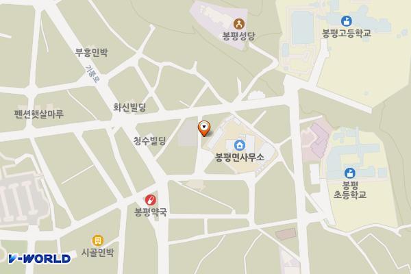 봉평면사무소 옆 공영주차장 위치 지도 — 강원특별자치도 평창군 봉평면 창동리 363-2