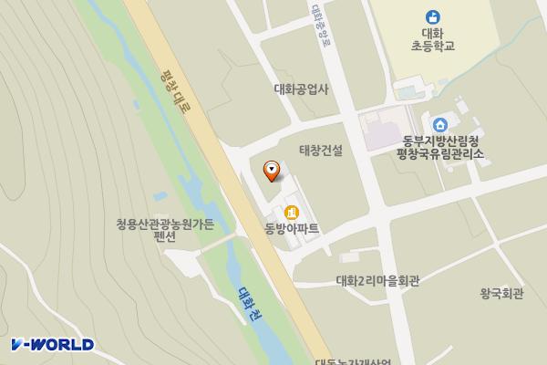 동방아파트 북측 주차장 위치 지도 — 강원특별자치도 평창군 대화면 대화리 919-14