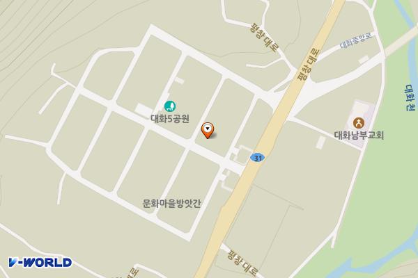 문화마을 2주차장 위치 지도 — 강원특별자치도 평창군 대화면 대화리 1957-11