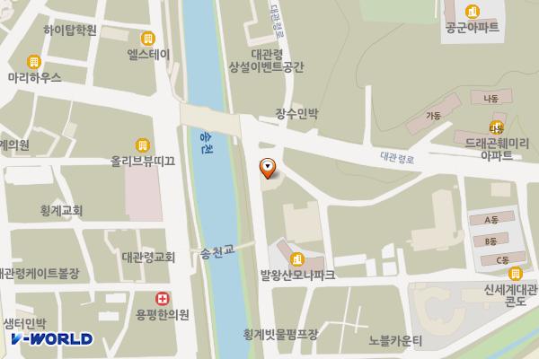 대관령 호텔 더 마루 앞 주차장 위치 지도 — 강원특별자치도 평창군 대관령면 송천3길 10