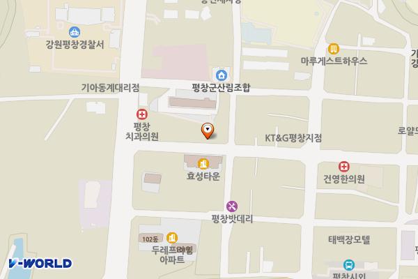 라움커피 앞 노상주차장 위치 지도 — 강원특별자치도 평창군 평창읍 백오로 23