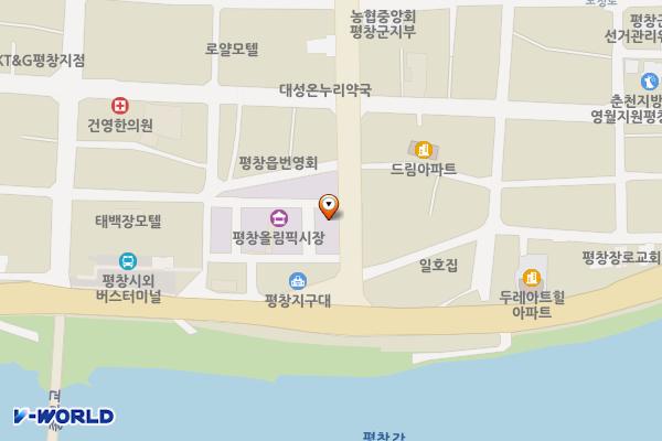 투다리 앞 노상주차장 위치 지도 — 강원특별자치도 평창군 평창읍 평창중앙로 19