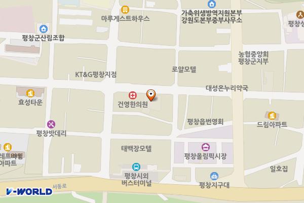 평창 하나로마트 앞 노상주차장 위치 지도 — 강원특별자치도 평창군 평창읍 백오로 68