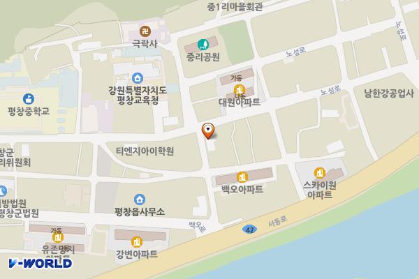 라테라스빌 앞 노상주차장 위치 지도 — 강원특별자치도 평창군 평창읍 노람들길 30
