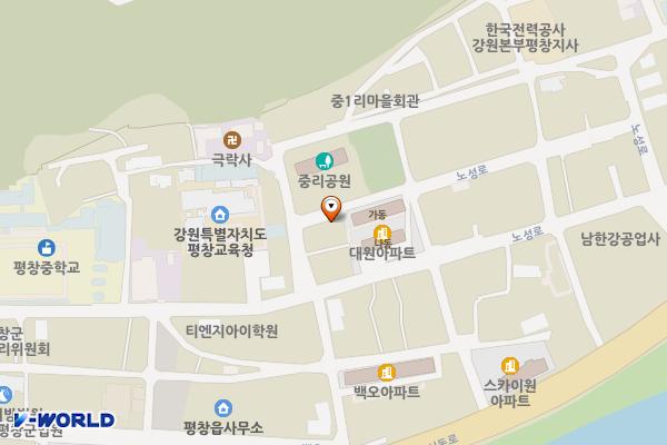 평창 교육지원청 옆 노상주차장 위치 지도 — 강원특별자치도 평창군 평창읍 중리 245-2