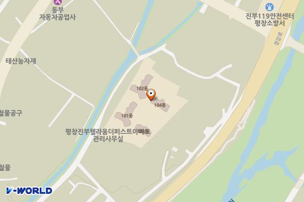 진부웰라움 더퍼스트아파트 앞 노상주차장 위치 지도 — 강원특별자치도 평창군 진부면 하진부리 1312