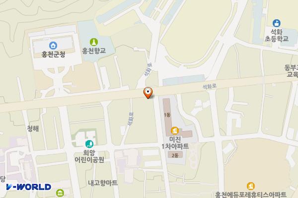 희망리 제5공영노외주차장 위치 지도 — 강원특별자치도 홍천군 홍천읍 희망리 167-7