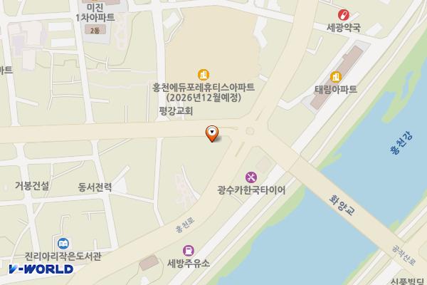 새마을금고태학점↔현대자동차홍천점 위치 지도 — 강원특별자치도 홍천군 홍천읍 희망로 94