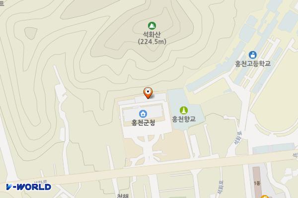홍천군청앞↔이덕우복싱클럽 위치 지도 — 강원특별자치도 홍천군 홍천읍 석화로 93