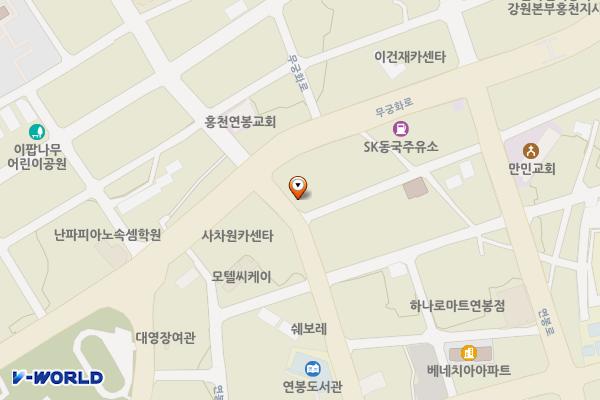 만수네영양탕↔청솔아파트 위치 지도 — 강원특별자치도 홍천군 홍천읍 연봉서로 5