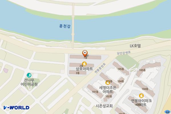 삼호아파트옆길 위치 지도 — 강원특별자치도 홍천군 홍천읍 연봉리 454