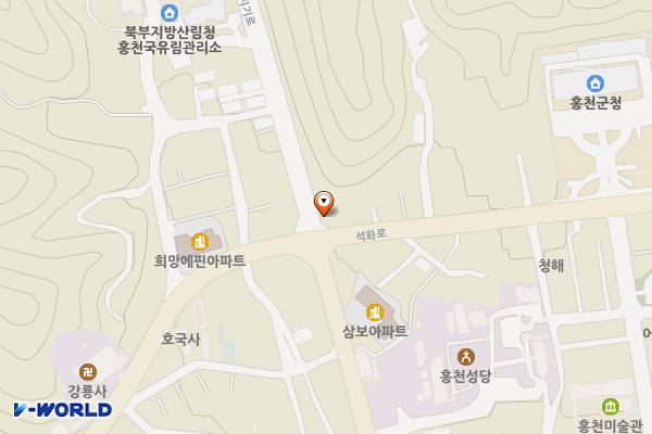 보령타운↔미진동백아파트 위치 지도 — 강원특별자치도 홍천군 홍천읍 희망리 89-1