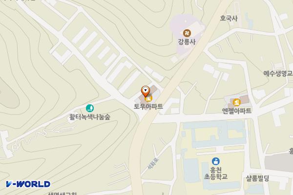 토우아파트↔대하연립 위치 지도 — 강원특별자치도 홍천군 홍천읍 희망리 298-11
